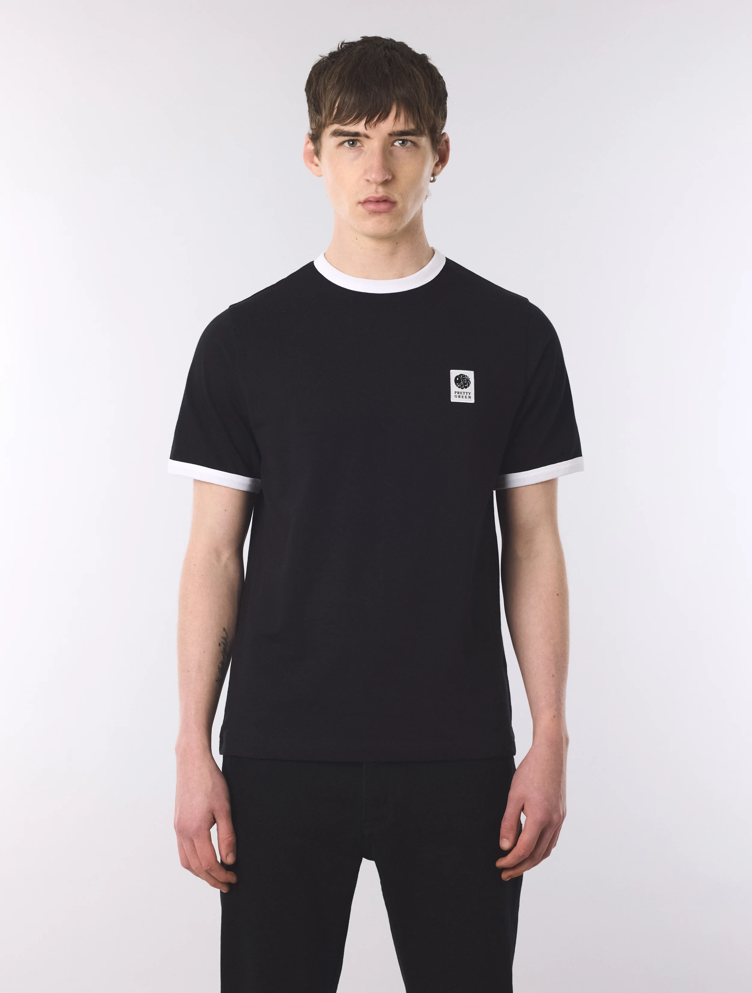 Black Melrose Ringer T-Shirt - Image 3
