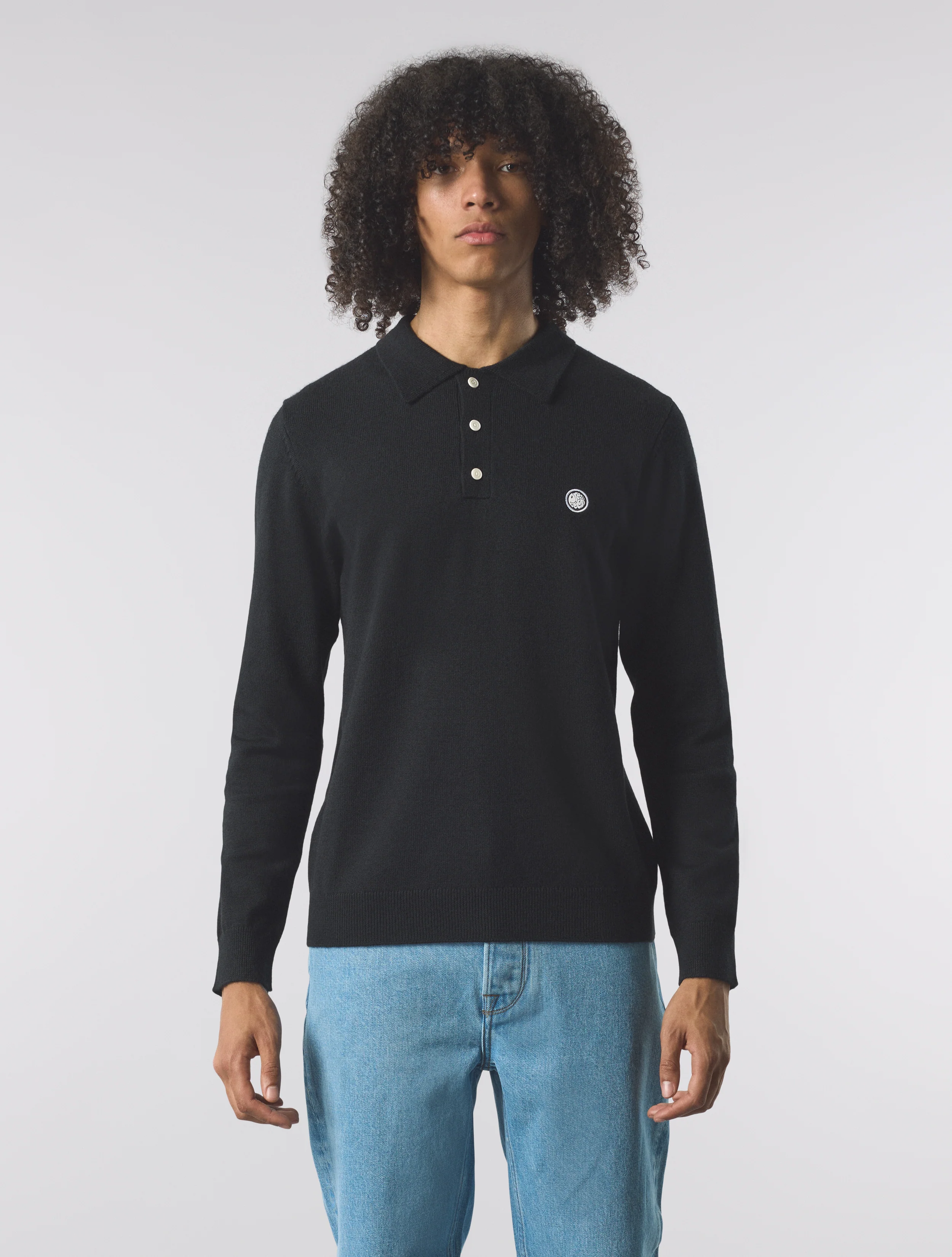 Black Merino Blend Polo - Image 3