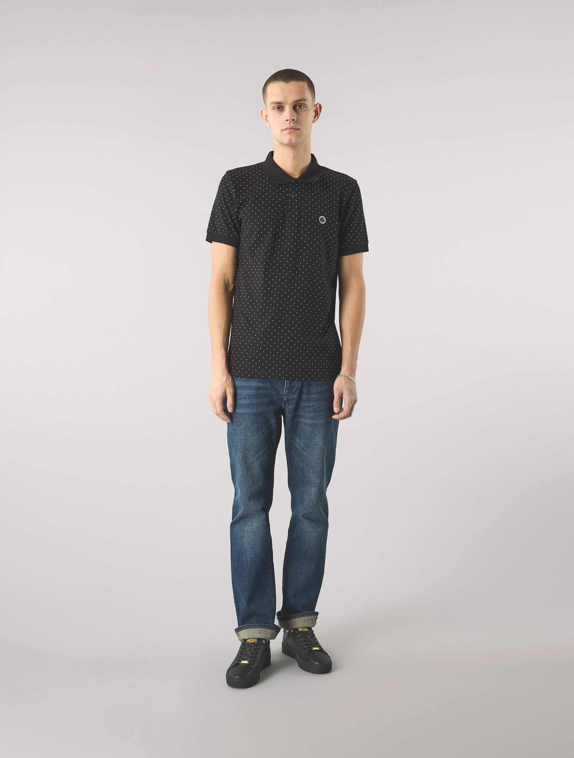 Black Polka Dot Polo Shirt - Image 2