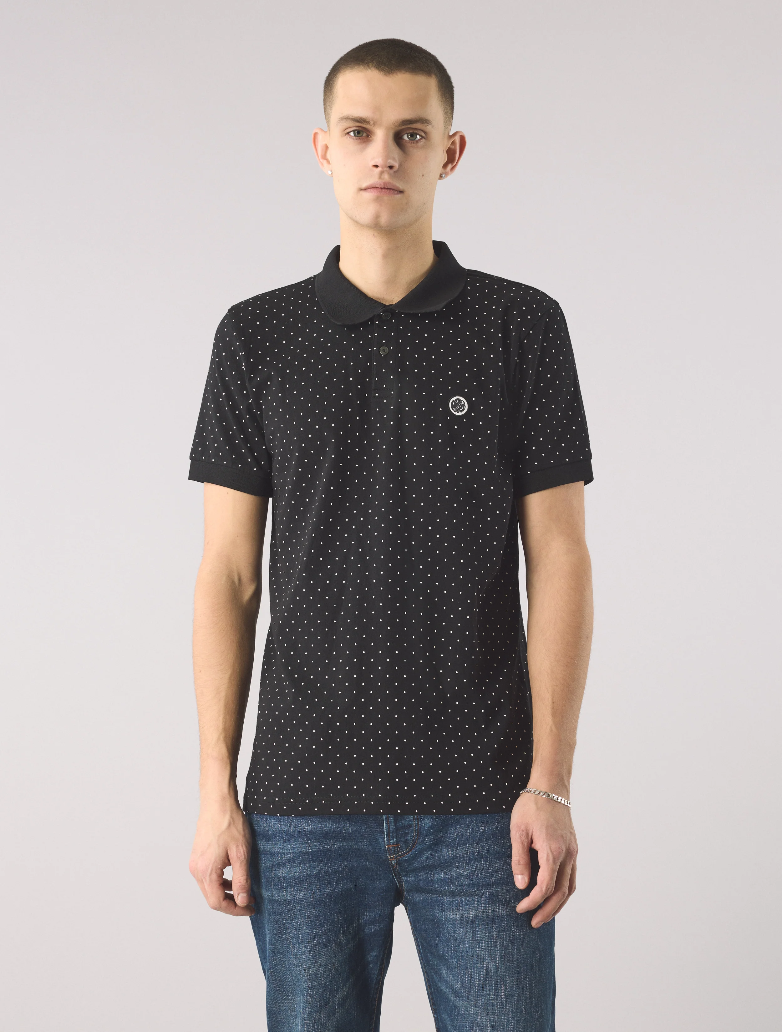 Black Polka Dot Polo Shirt - Image 3