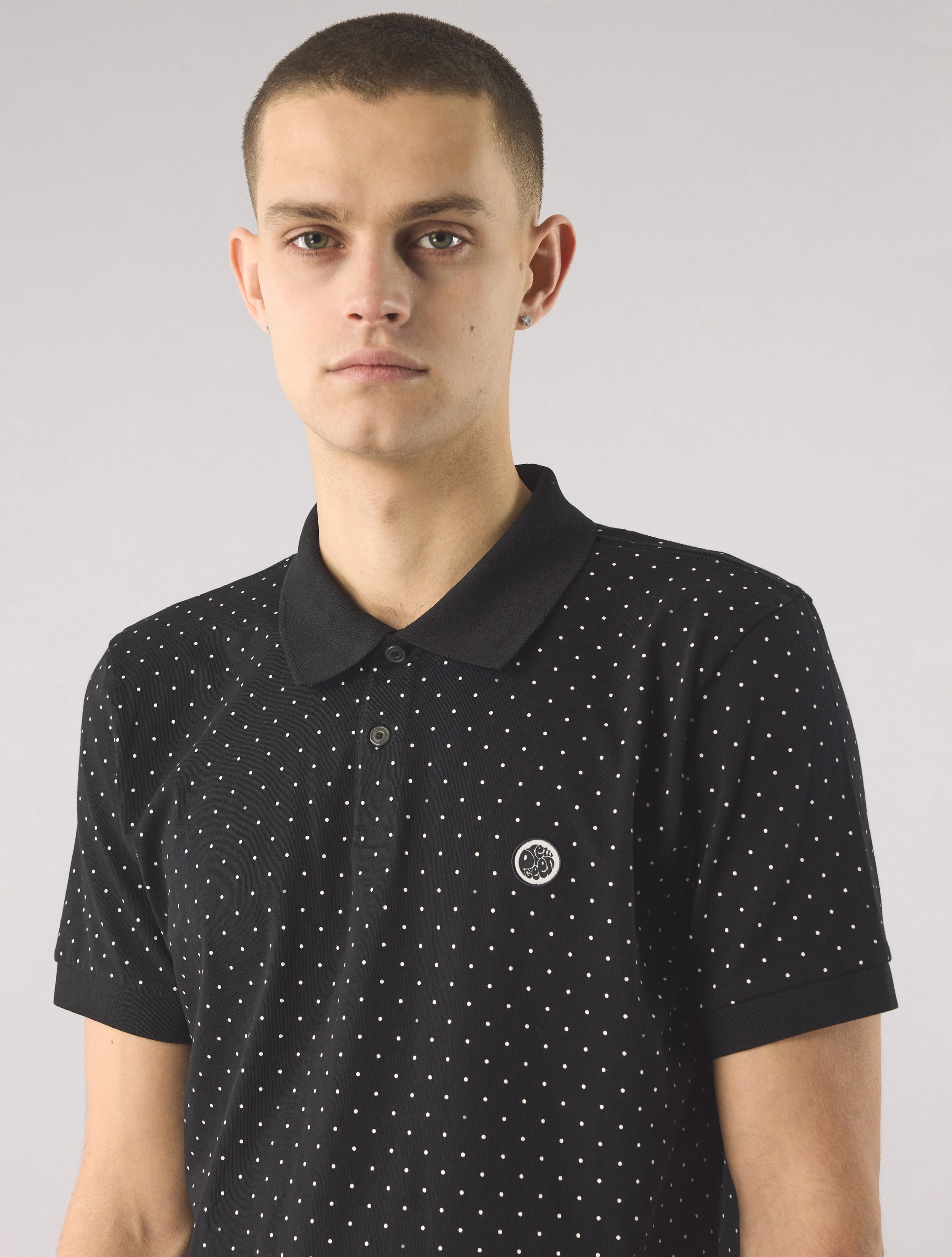 Black Polka Dot Polo Shirt - Image 5
