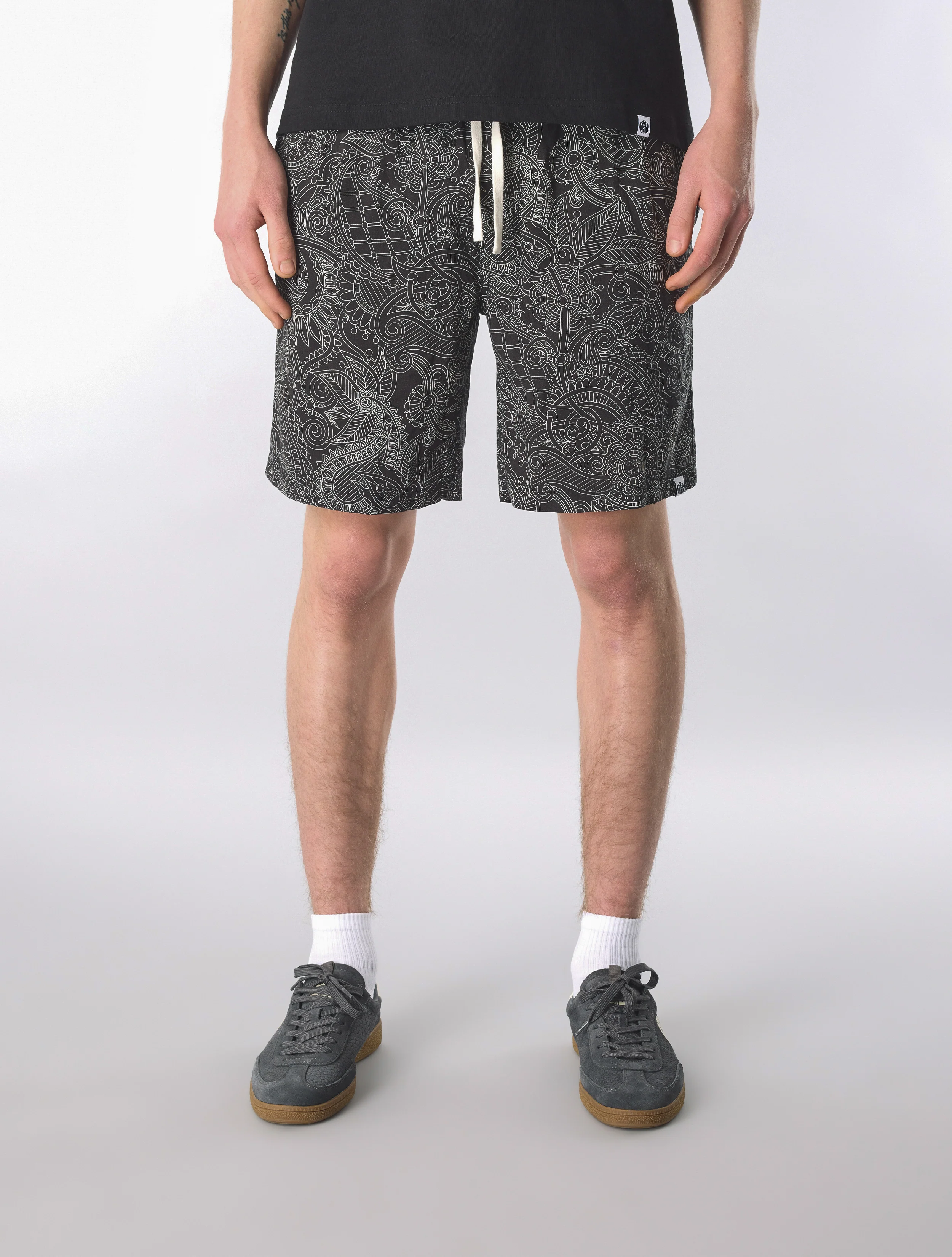Black Resonance Linear Paisley Shorts - Image 2