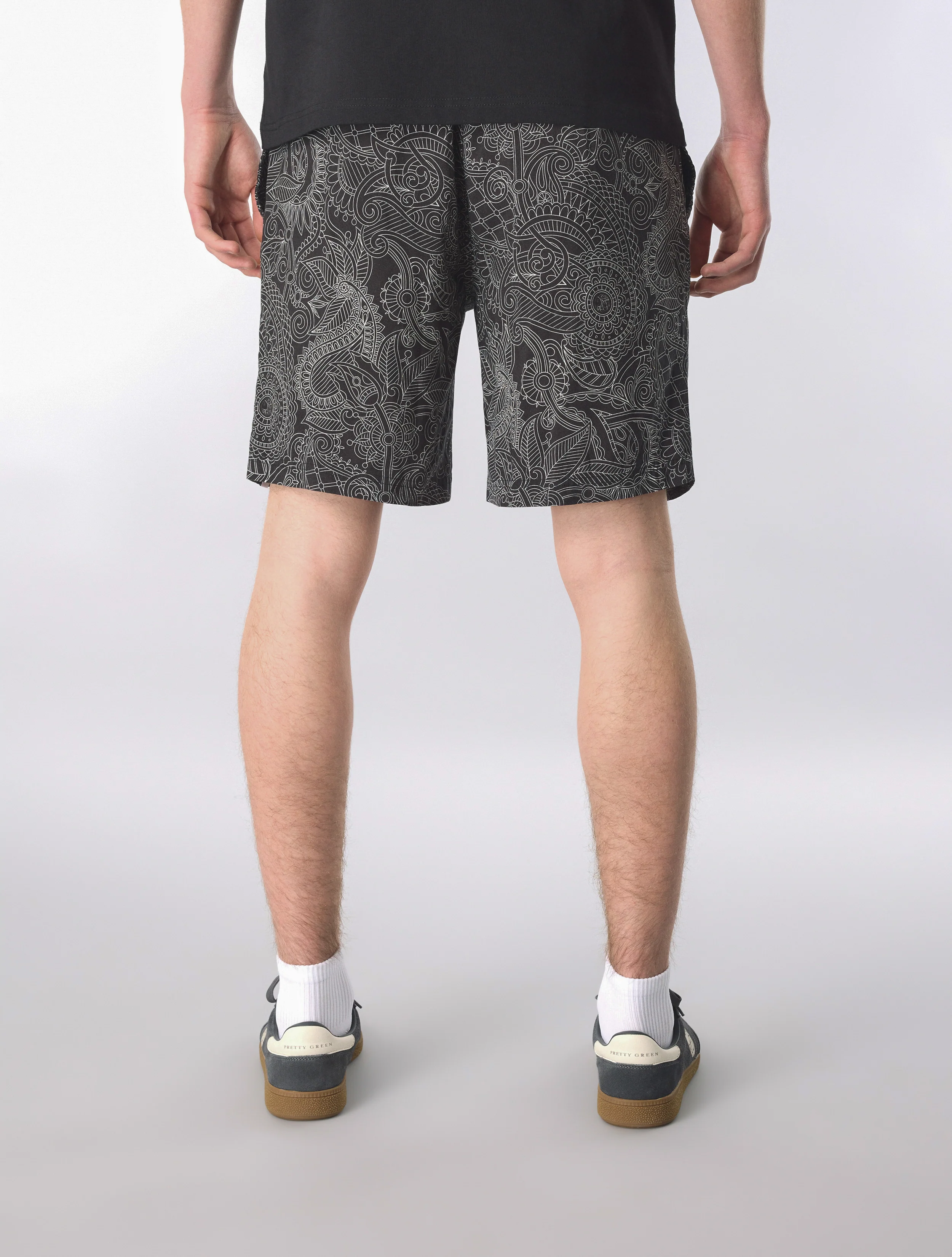 Black Resonance Linear Paisley Shorts - Image 4