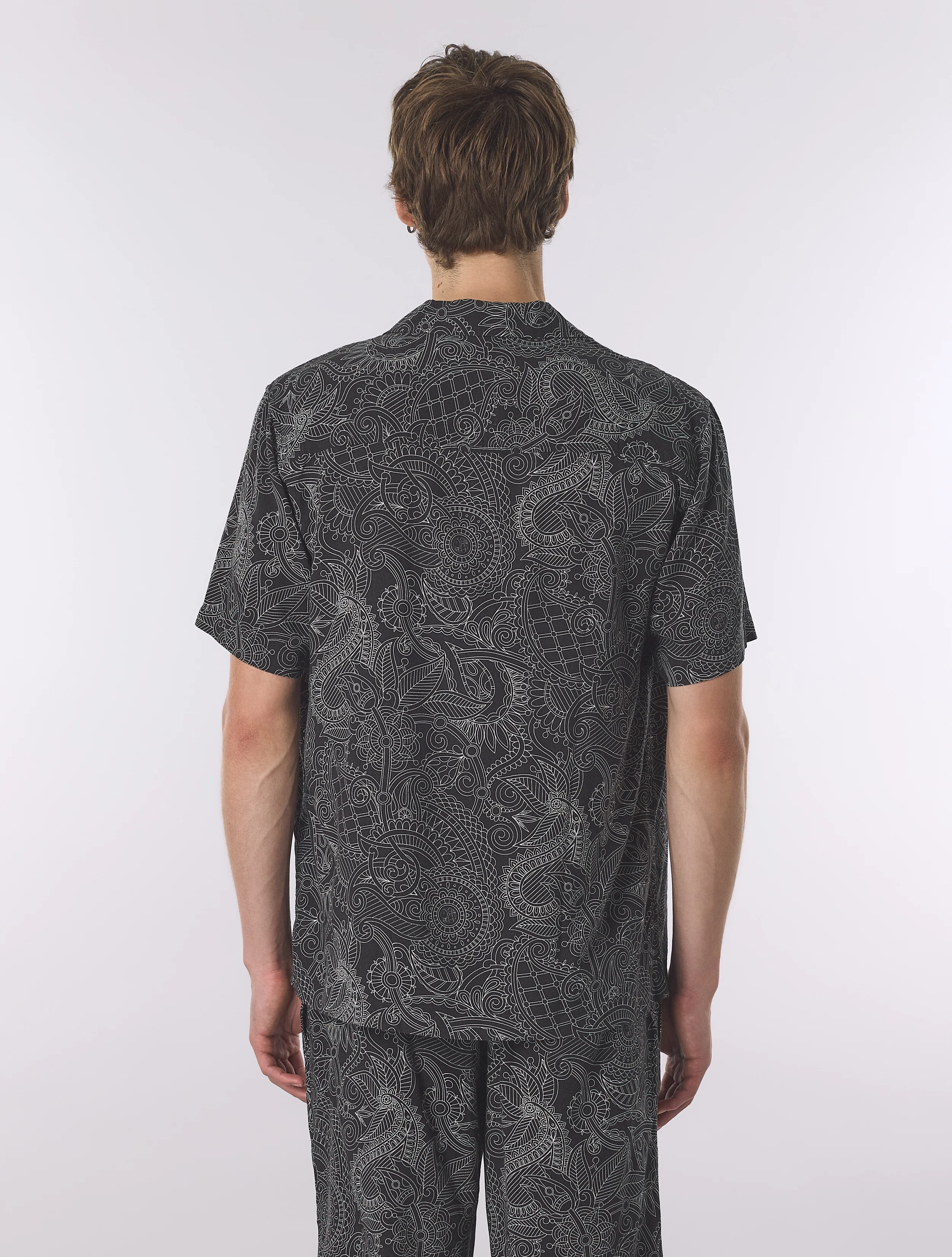 Black Resonance Linear Paisley Short Sleeve Shirt - Image 4