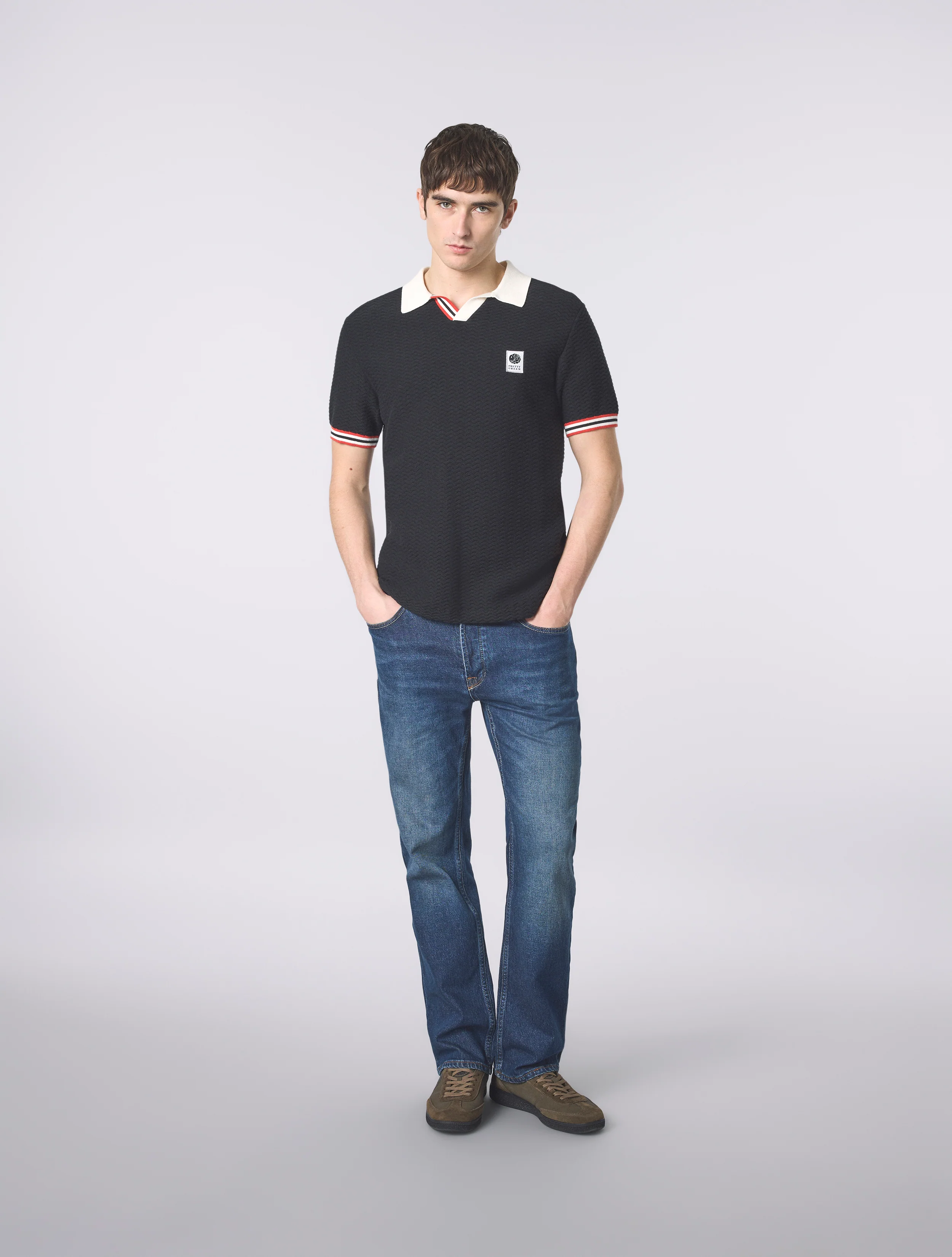 Black Stratosphere Short Sleeve Knit Polo - Image 3