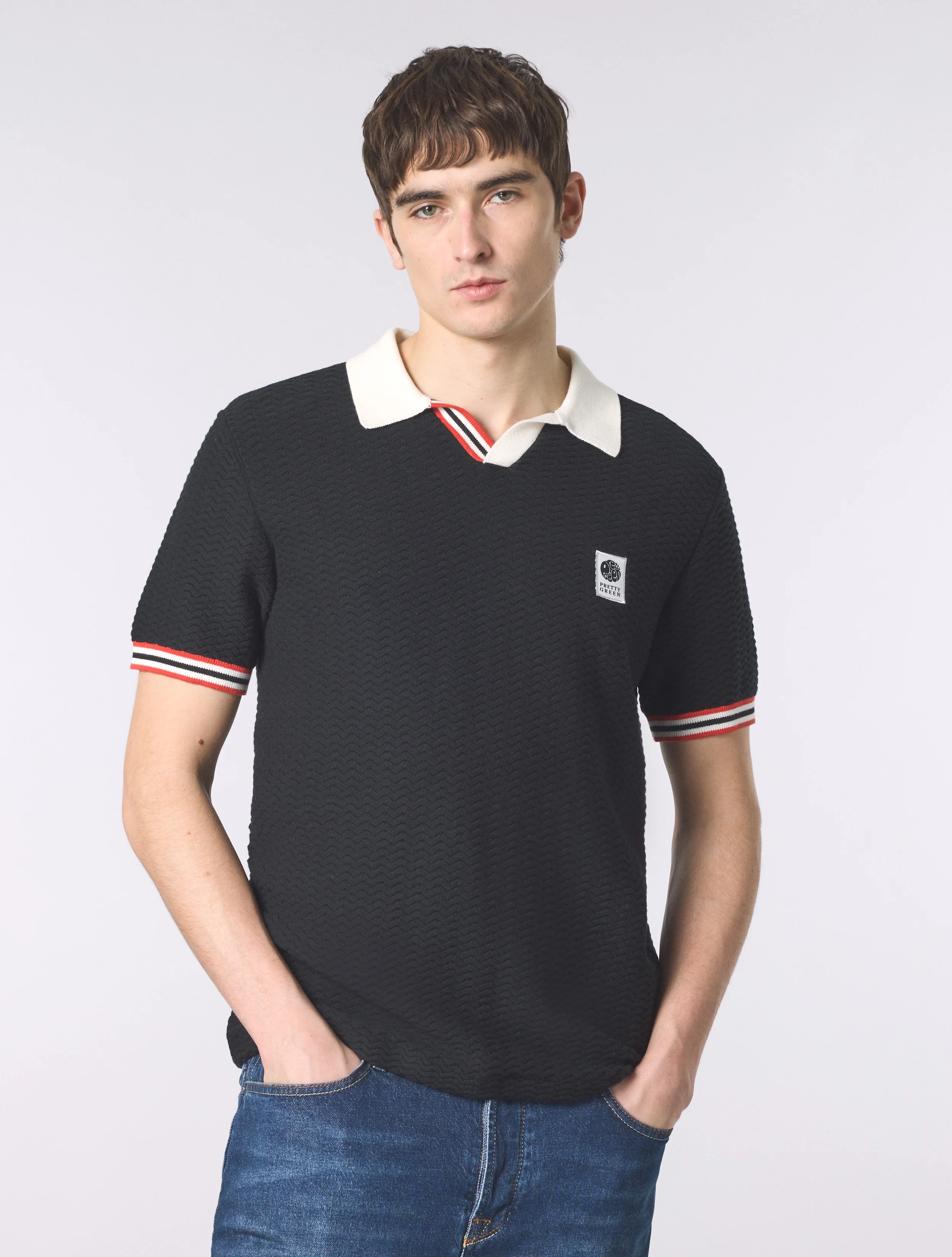 Black Stratosphere Short Sleeve Knit Polo - Image 4