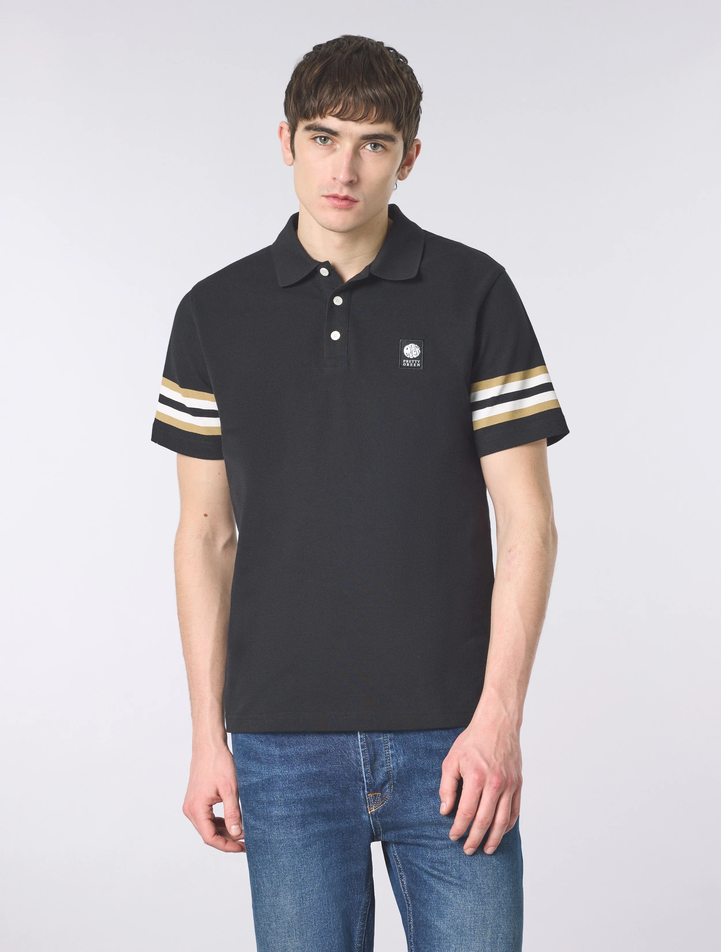 Black Stratosphere Sleeve Stripe Polo - Image 3