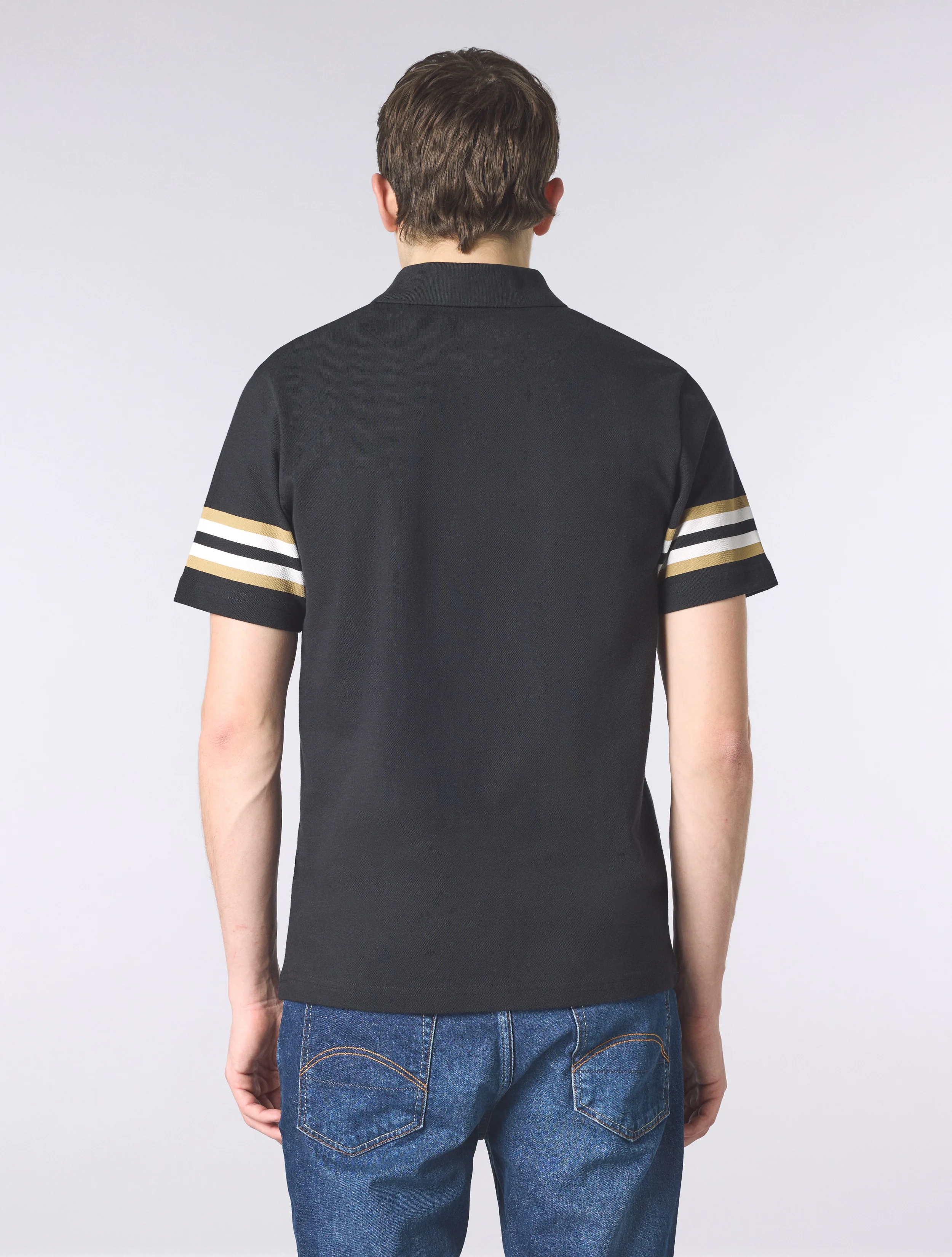 Black Stratosphere Sleeve Stripe Polo - Image 4