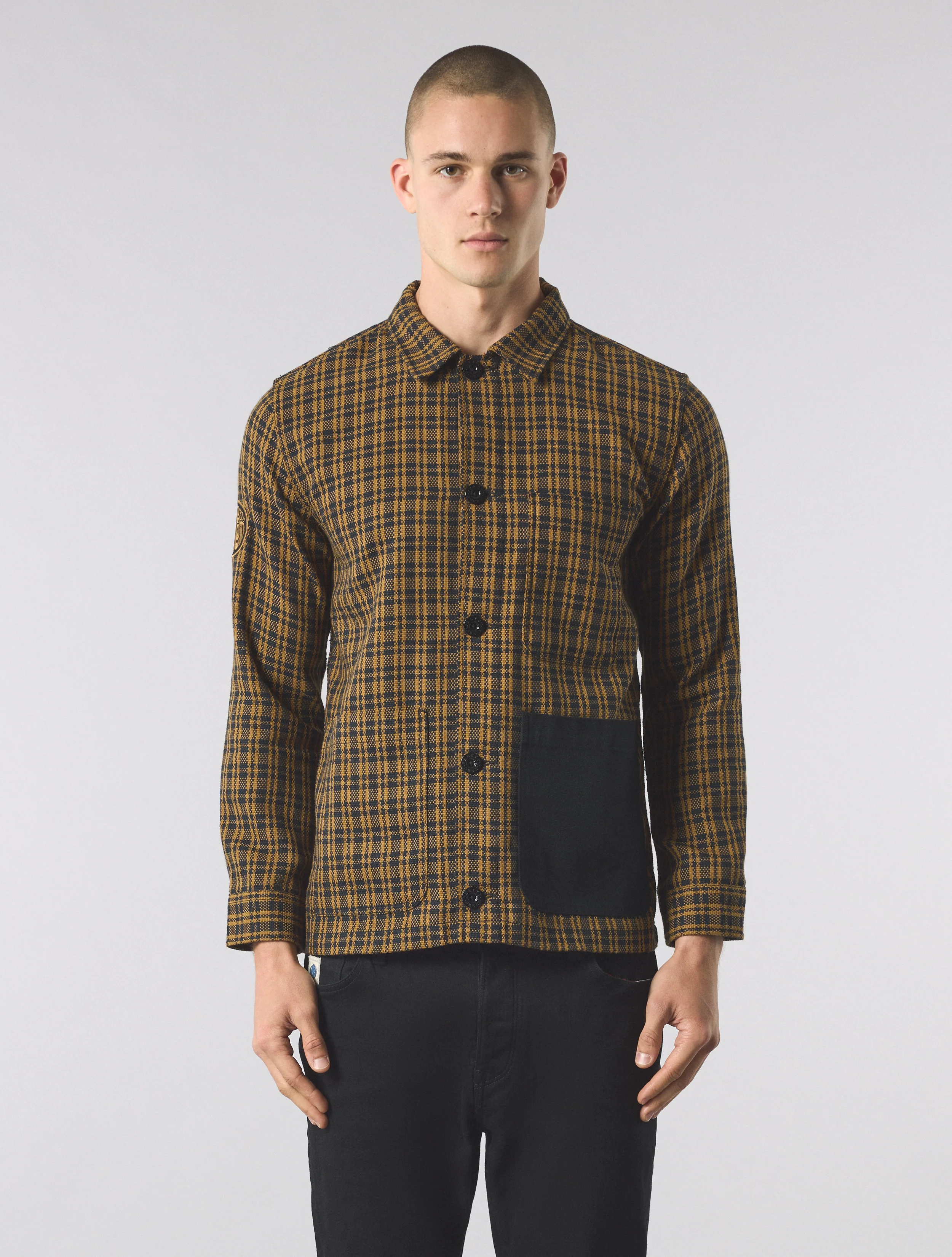 Black Whitworth Check Overshirt - Image 4