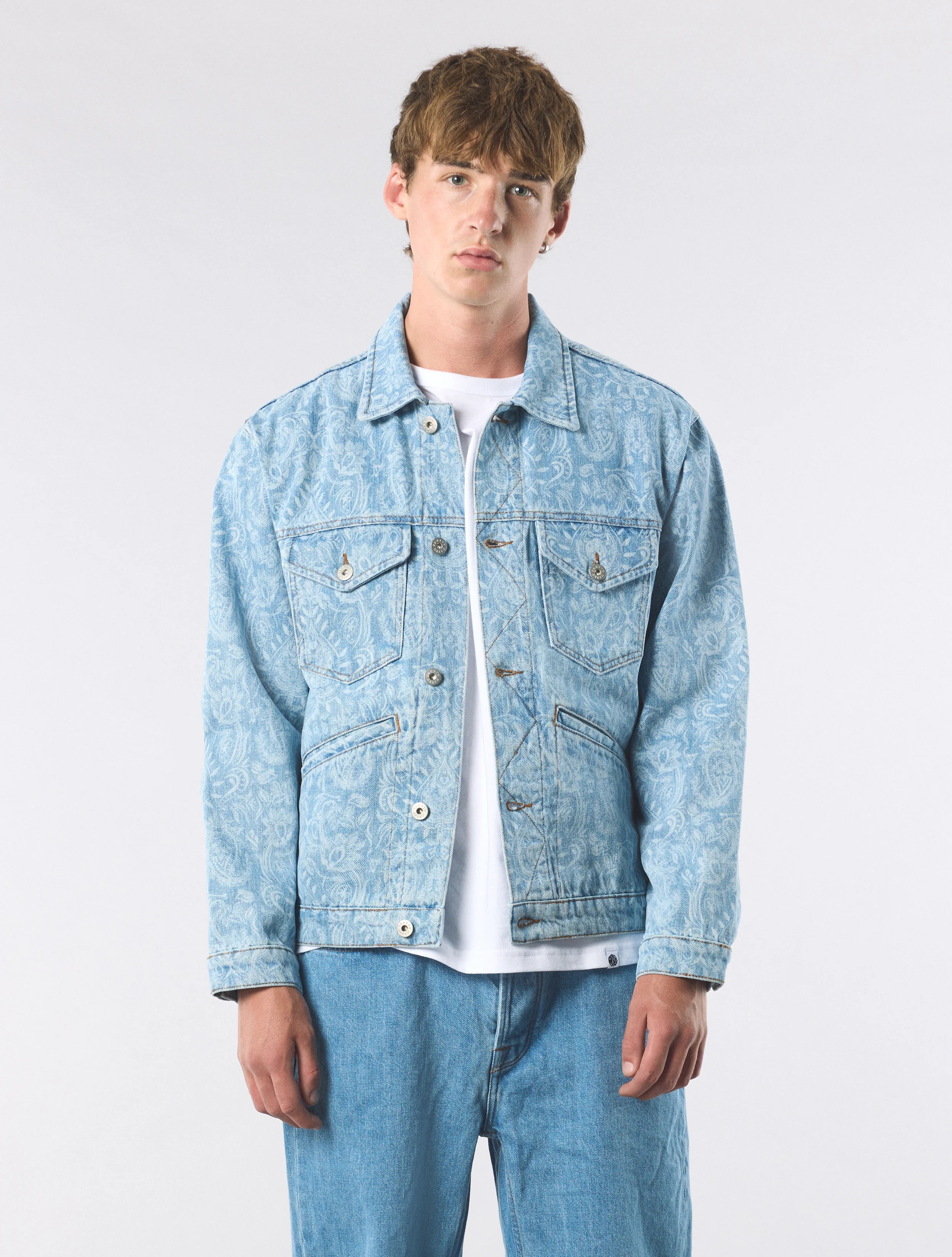 Blue Parthian Laser Paisley Denim Jacket - Image 4