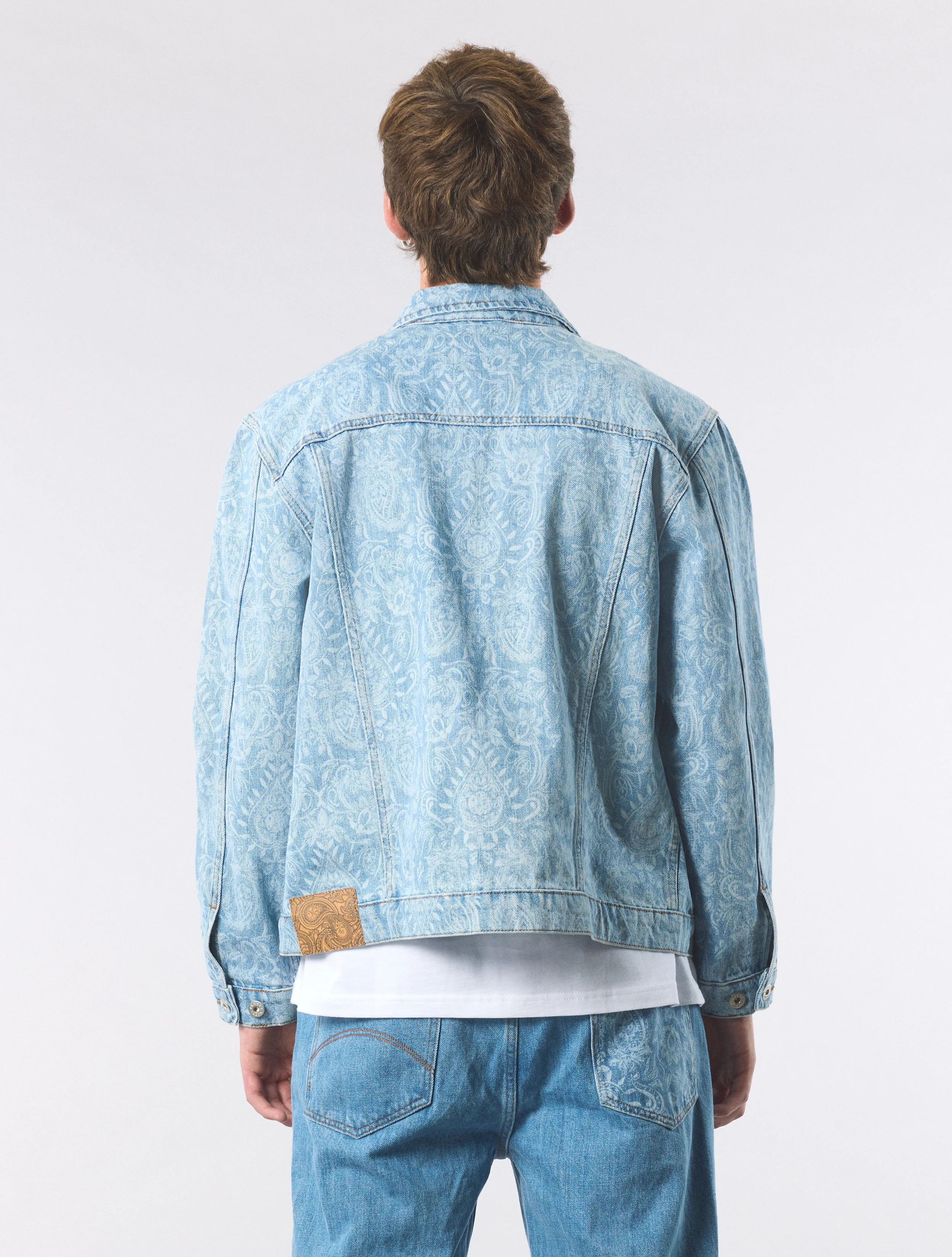 Blue Parthian Laser Paisley Denim Jacket - Image 5