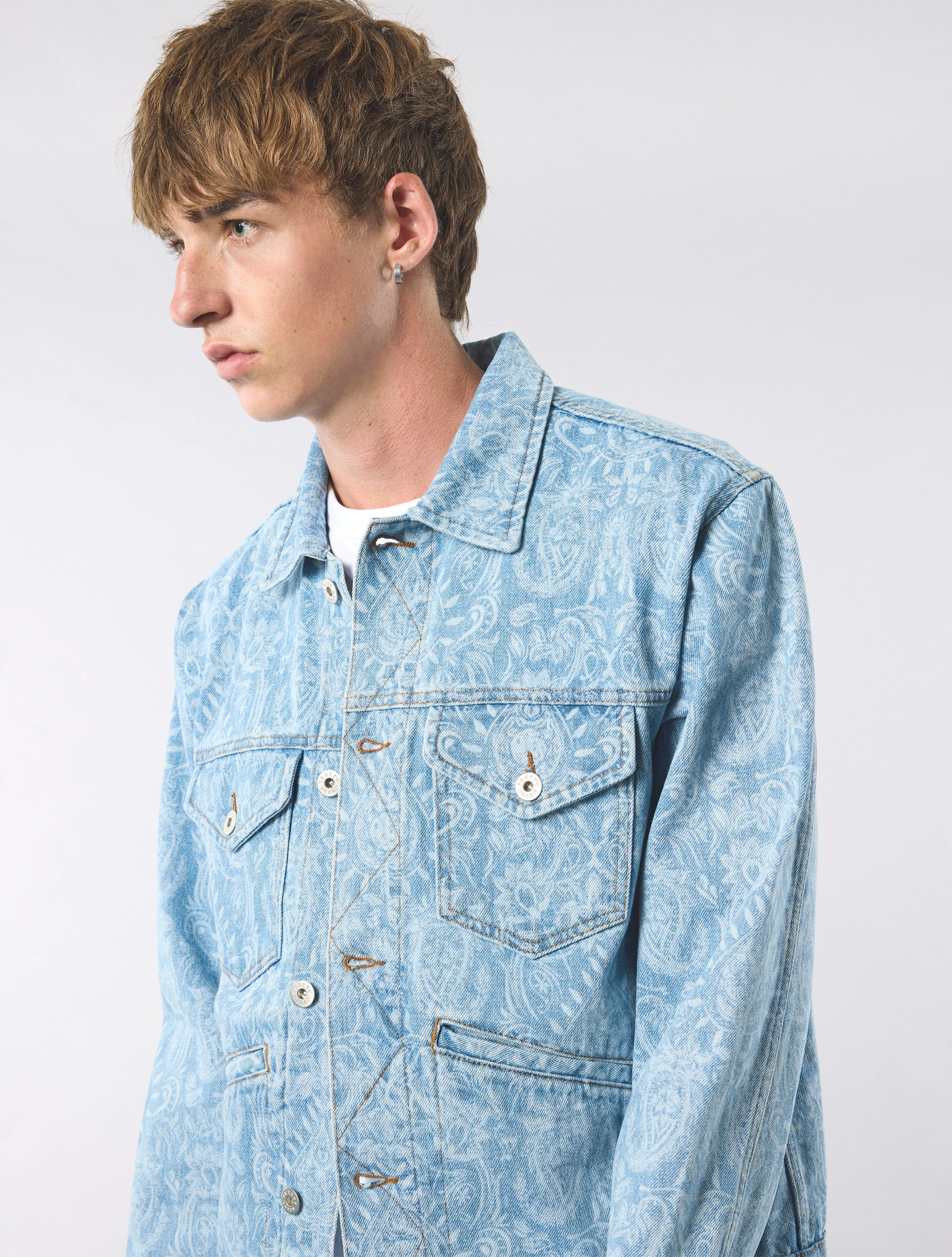 Blue Parthian Laser Paisley Denim Jacket - Image 6