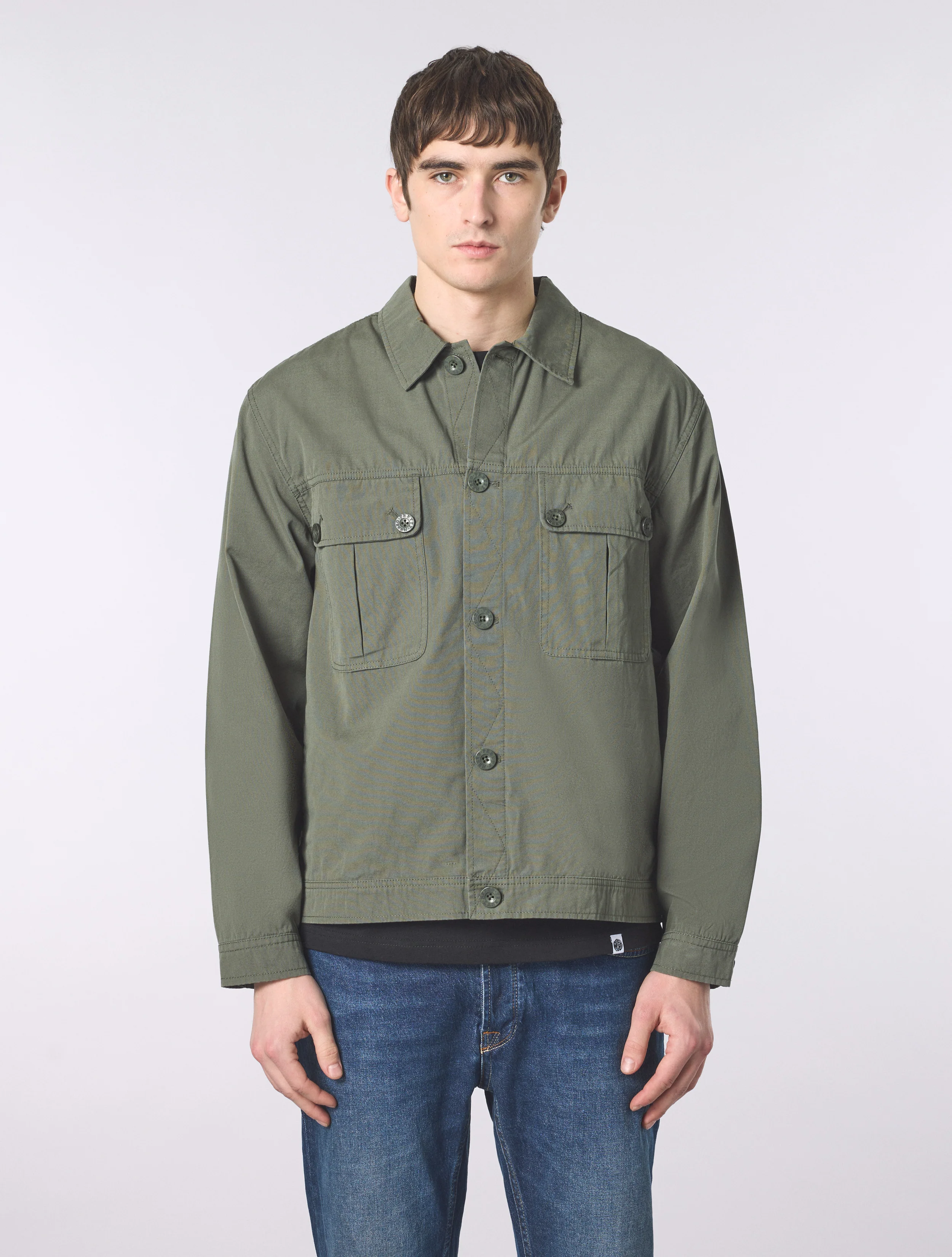 Dark Green Bostall Solid Overshirt - Image 4