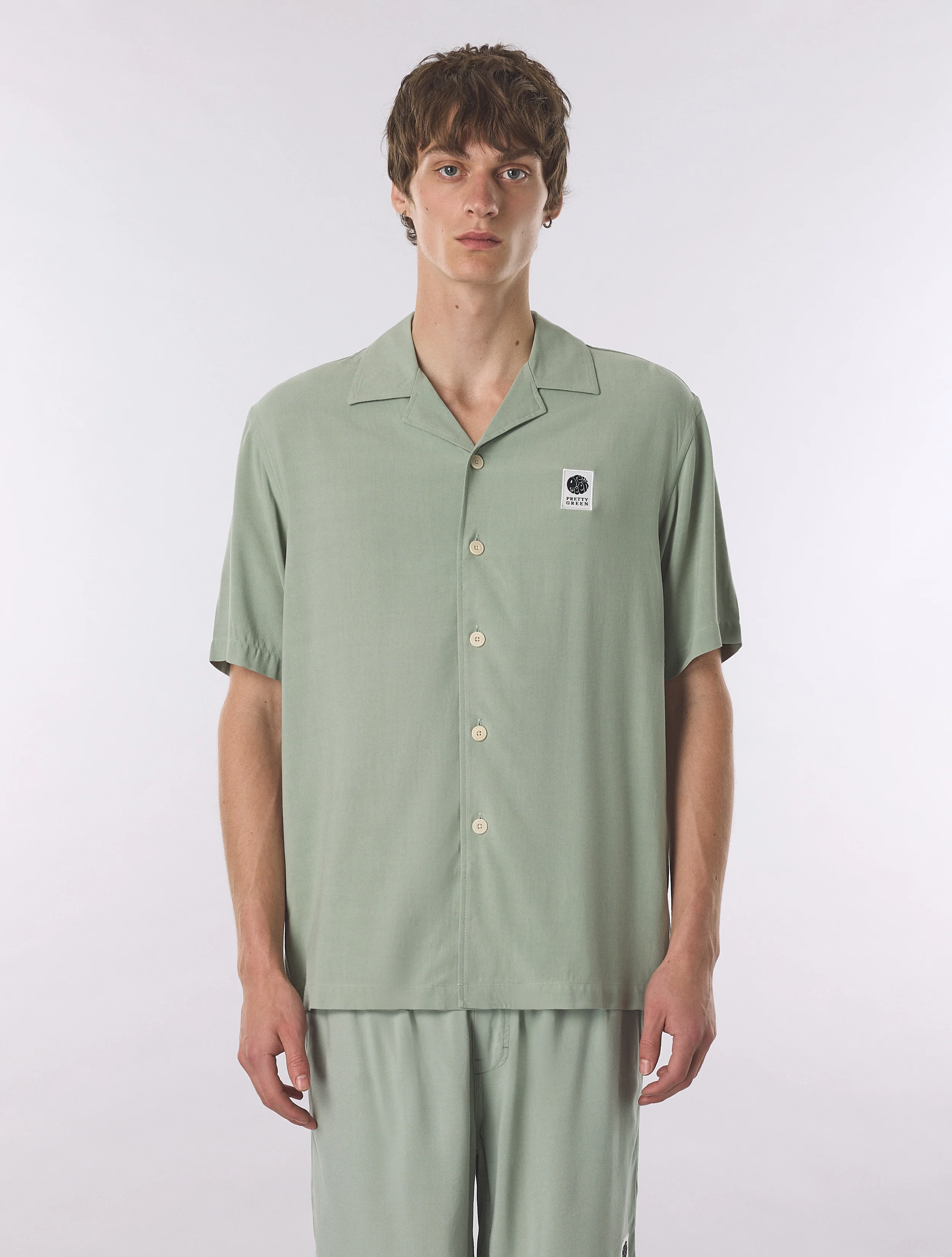 Green Islington Cuban Collar Short Sleeve Shirt - Image 3