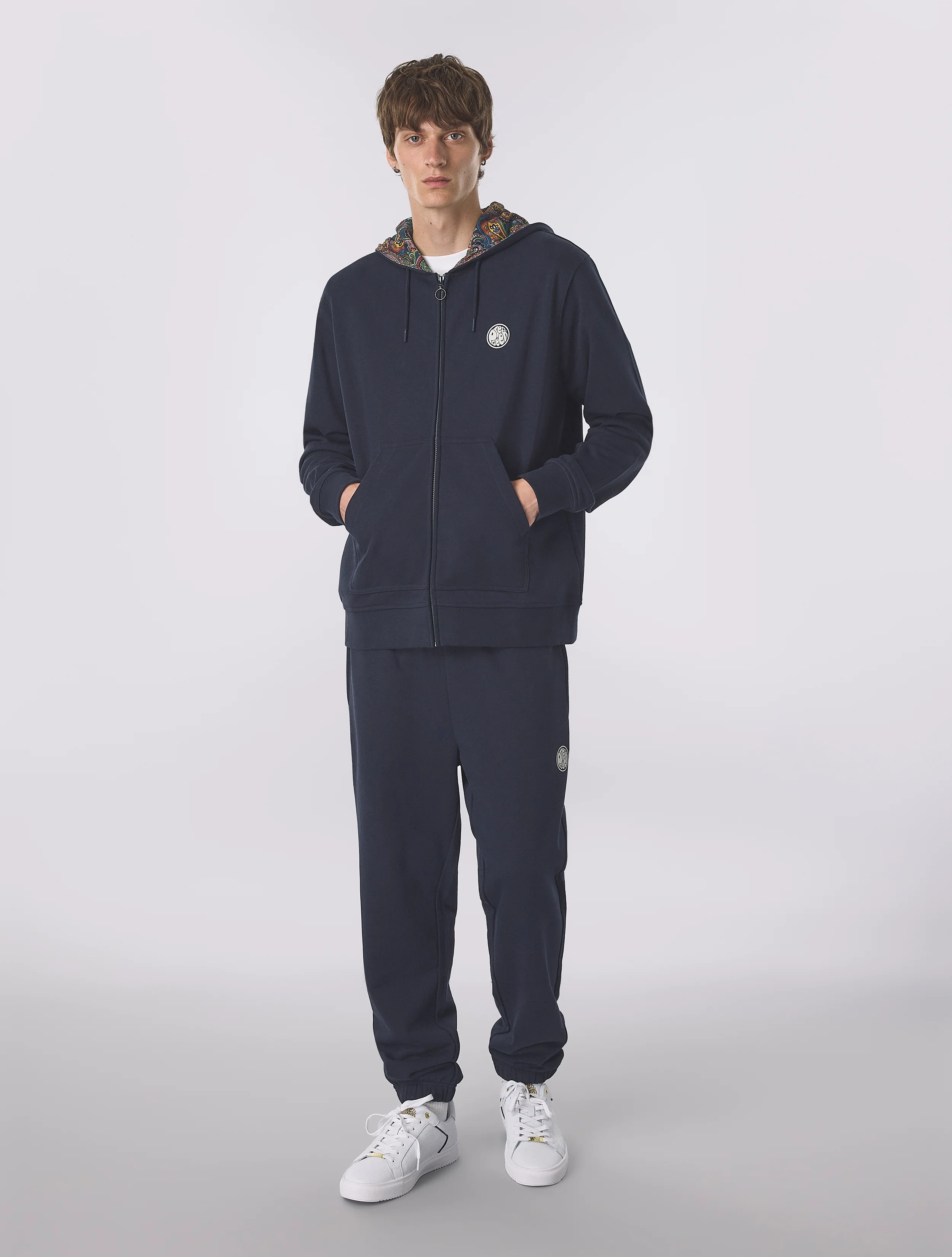 Navy Lounge Zip Up Hoody - Image 3