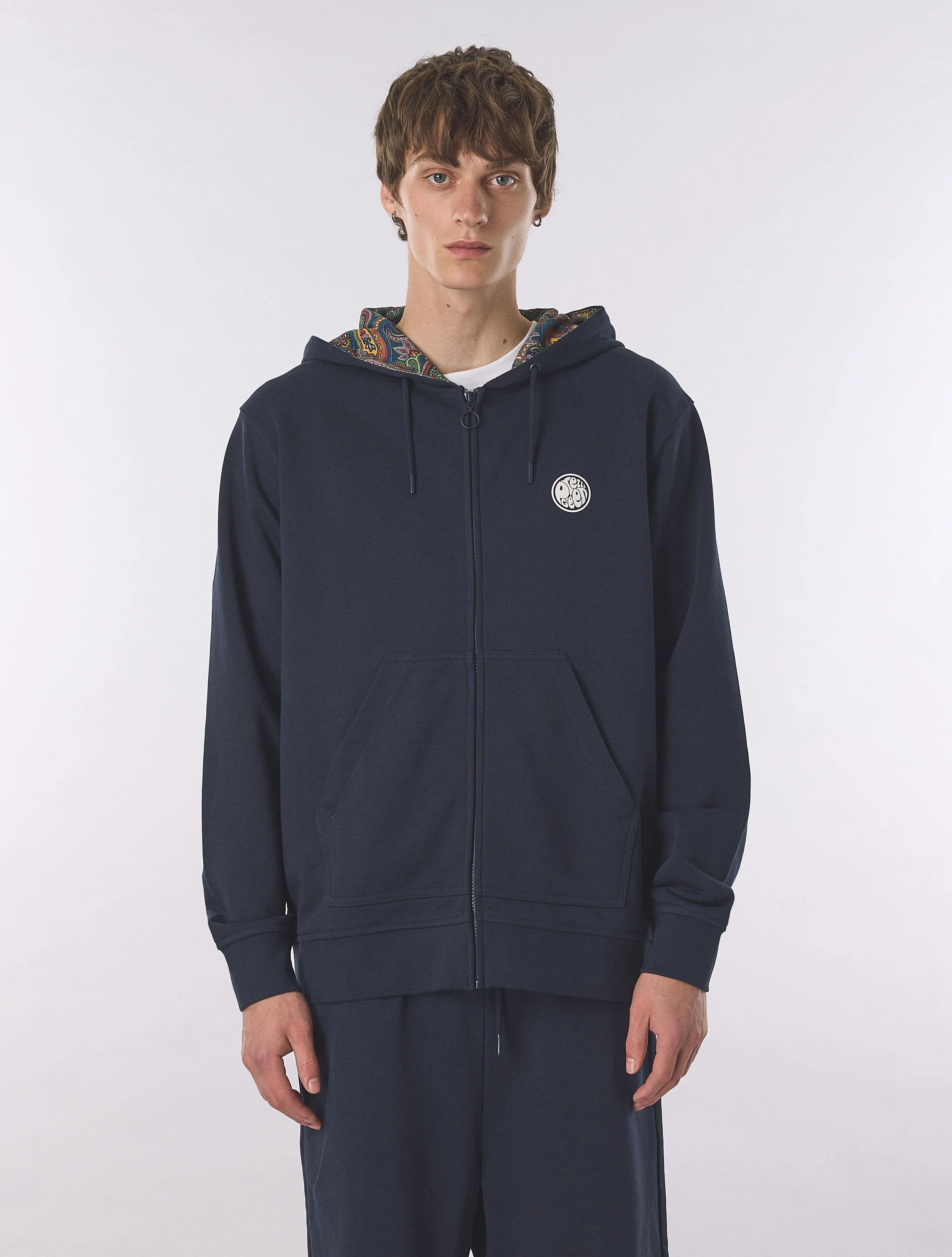 Navy Lounge Zip Up Hoody - Image 5