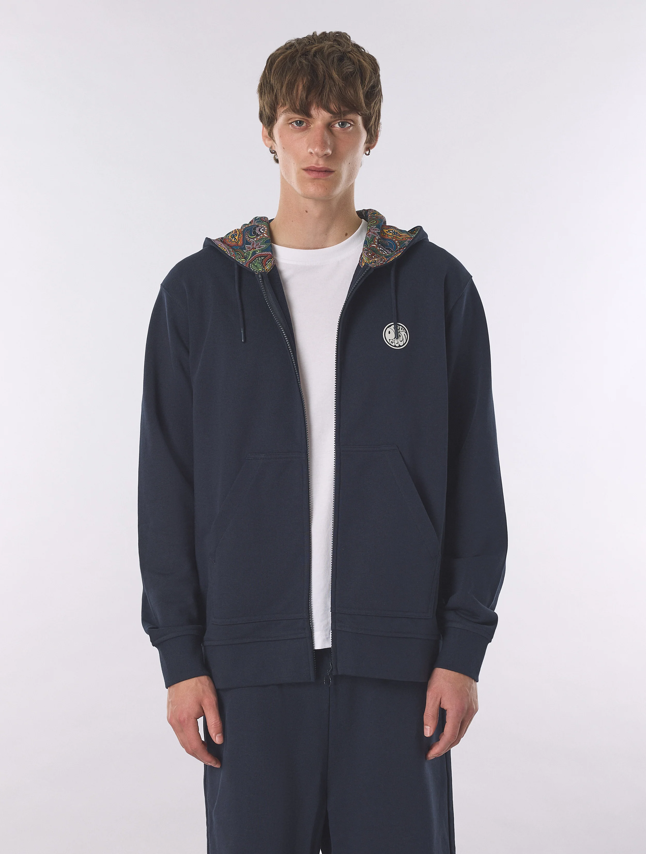 Navy Lounge Zip Up Hoody - Image 6