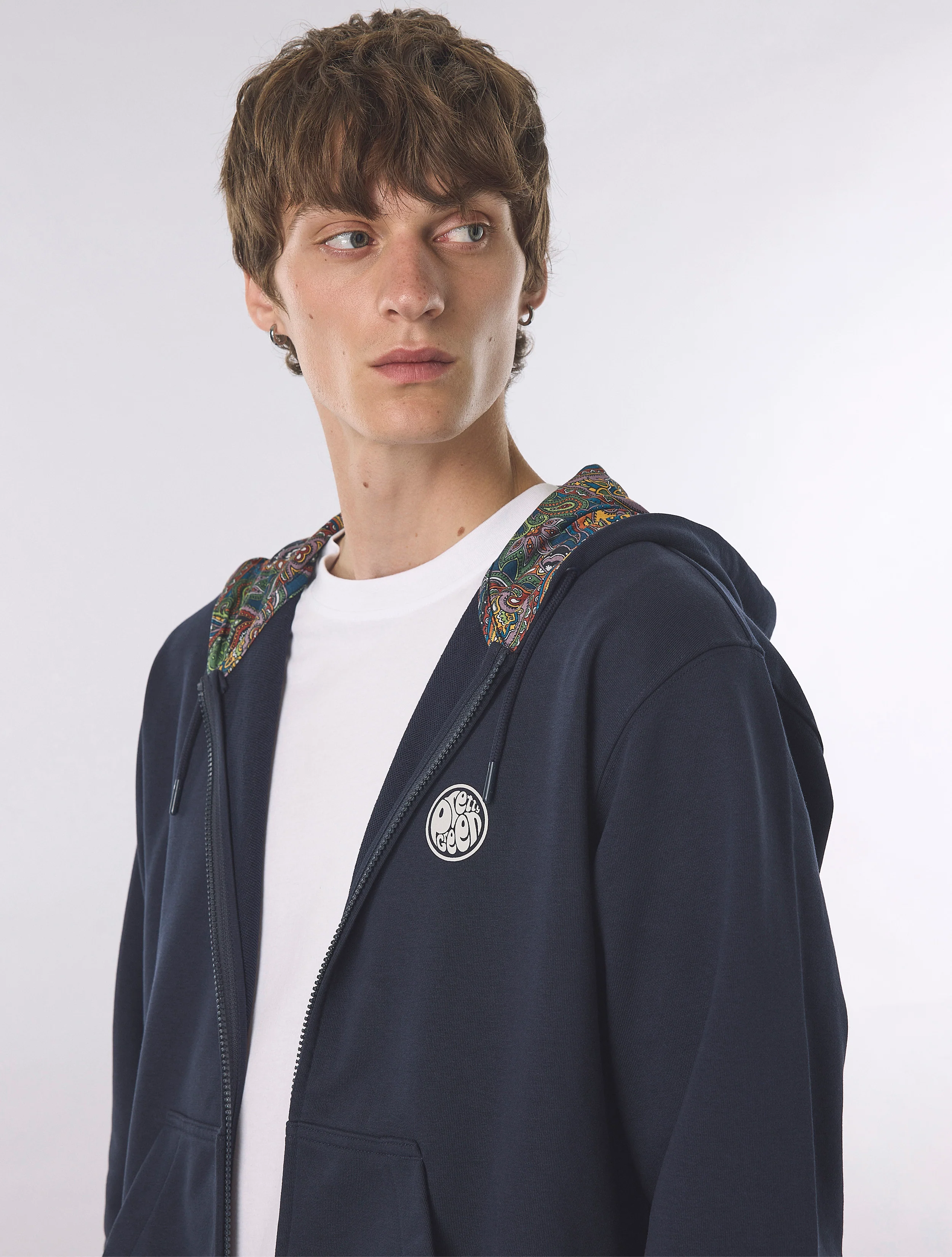 Navy Lounge Zip Up Hoody - Image 9