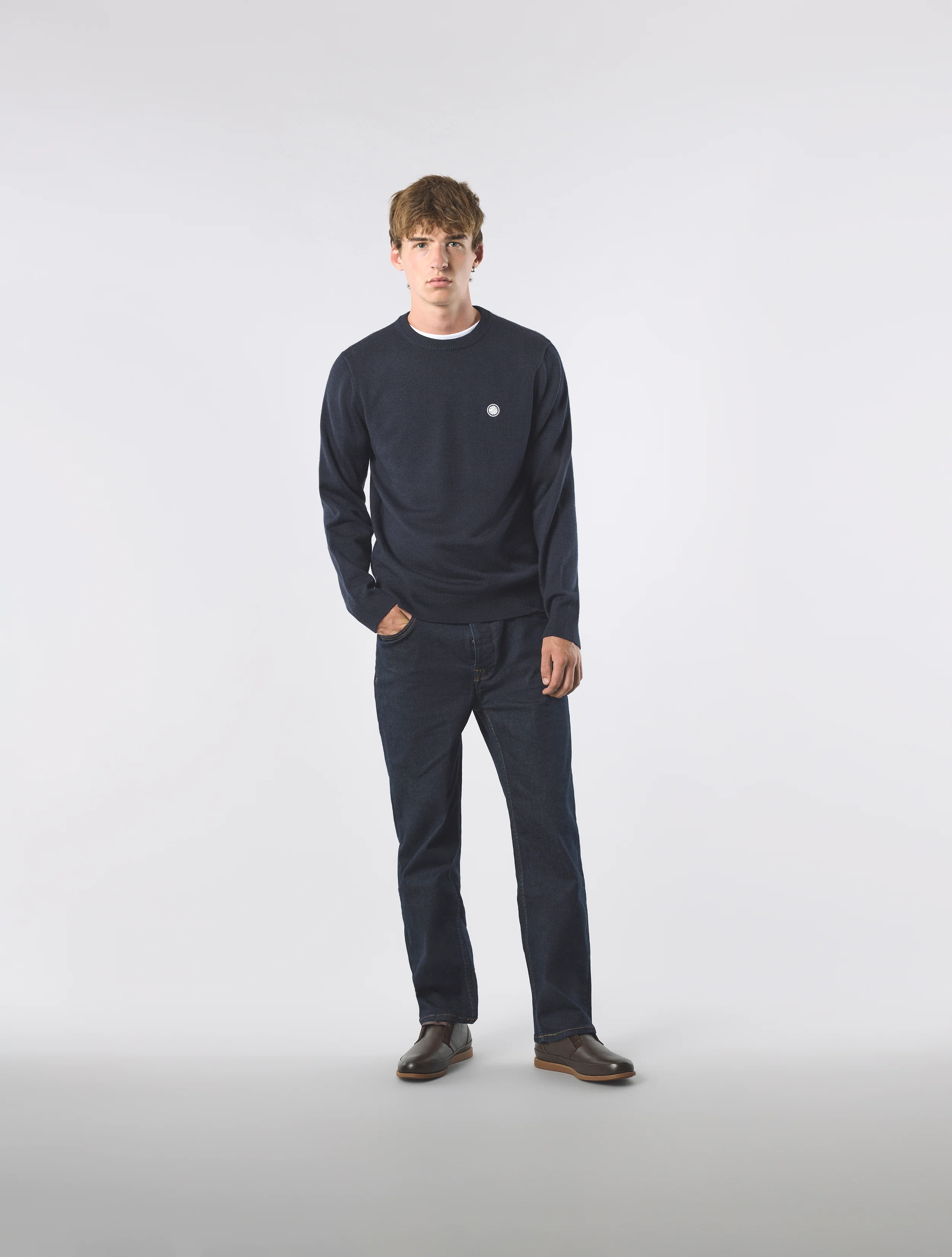 Navy Merino Blend Crew - Image 2