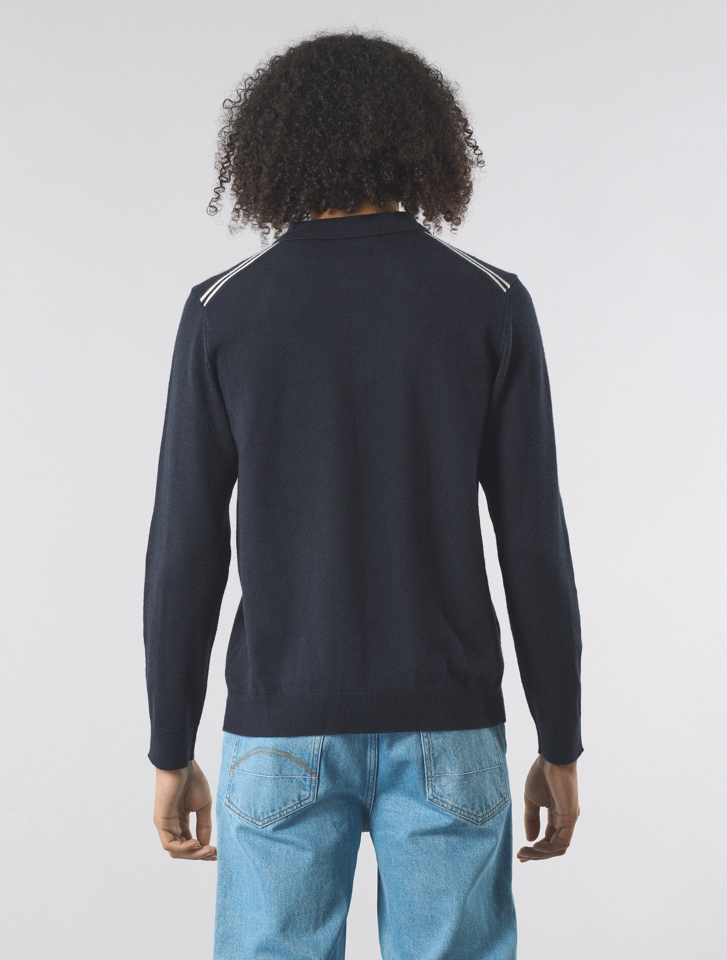 Navy Merino Blend Polo - Image 4