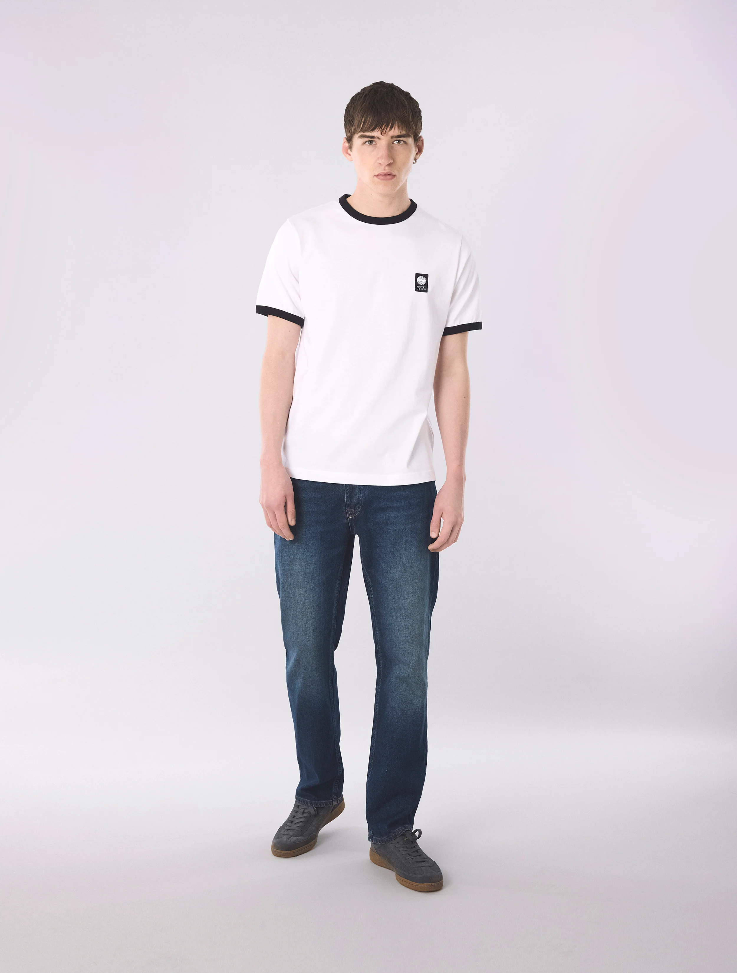 White Melrose Ringer T-Shirt - Image 2