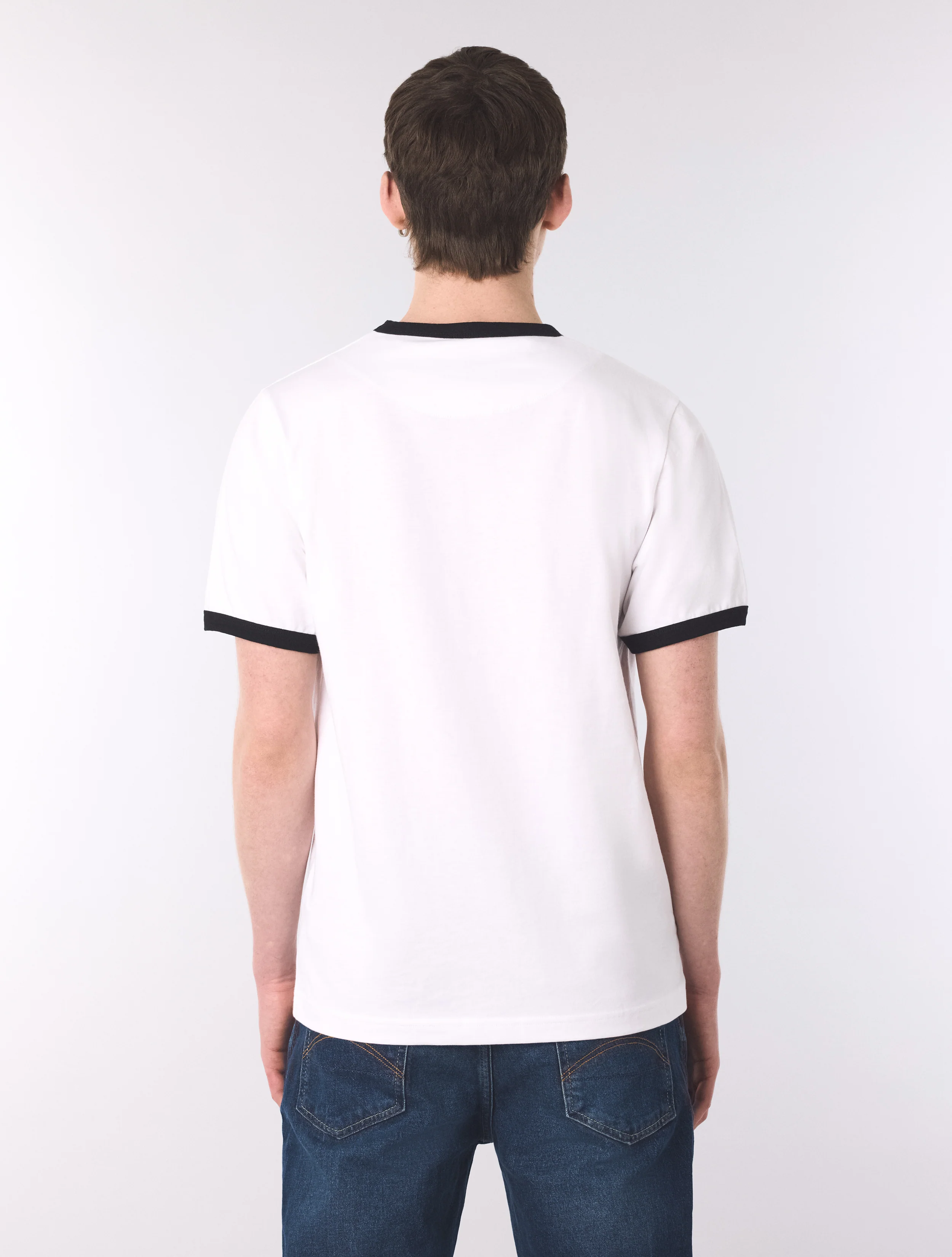 White Melrose Ringer T-Shirt - Image 4