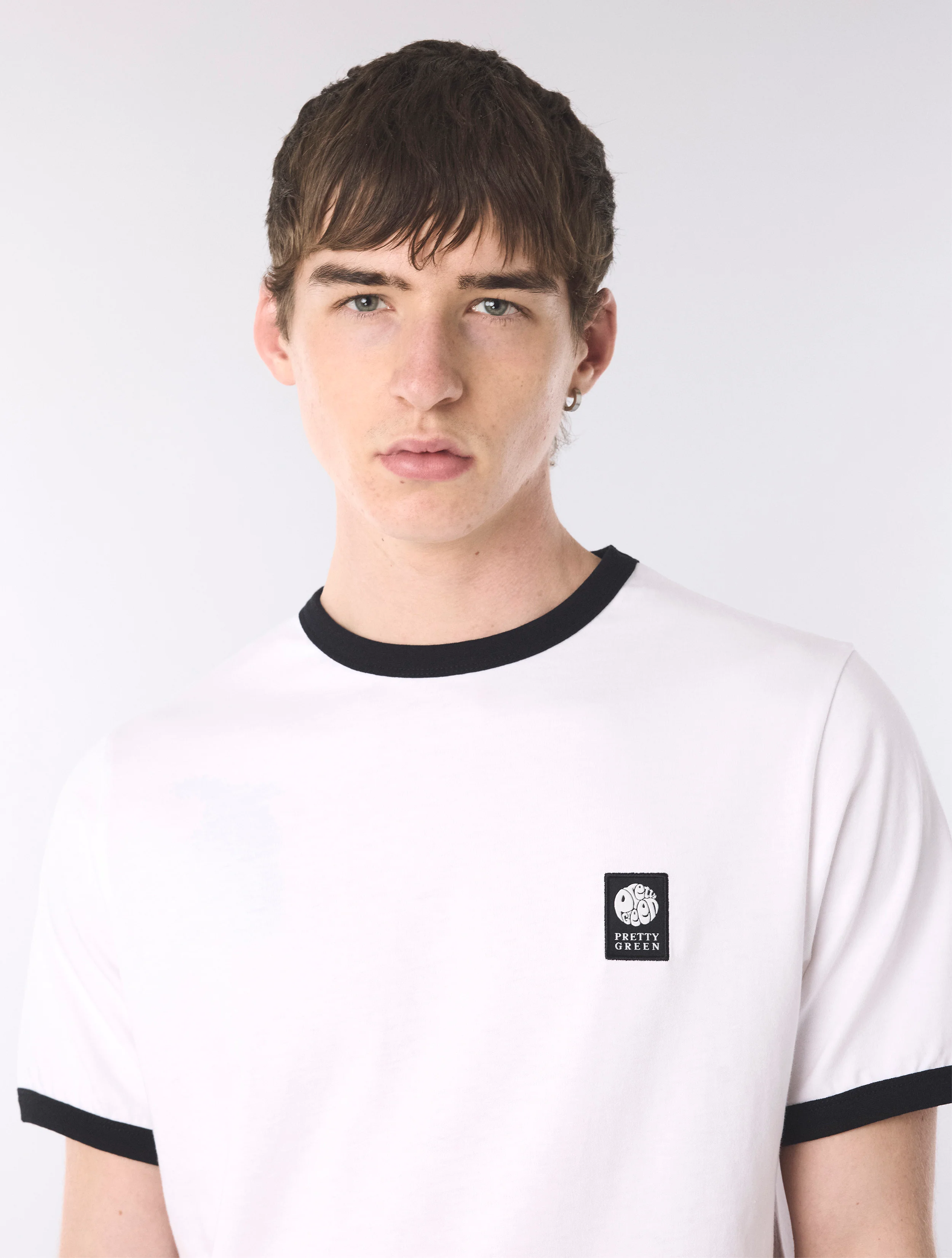 White Melrose Ringer T-Shirt - Image 5