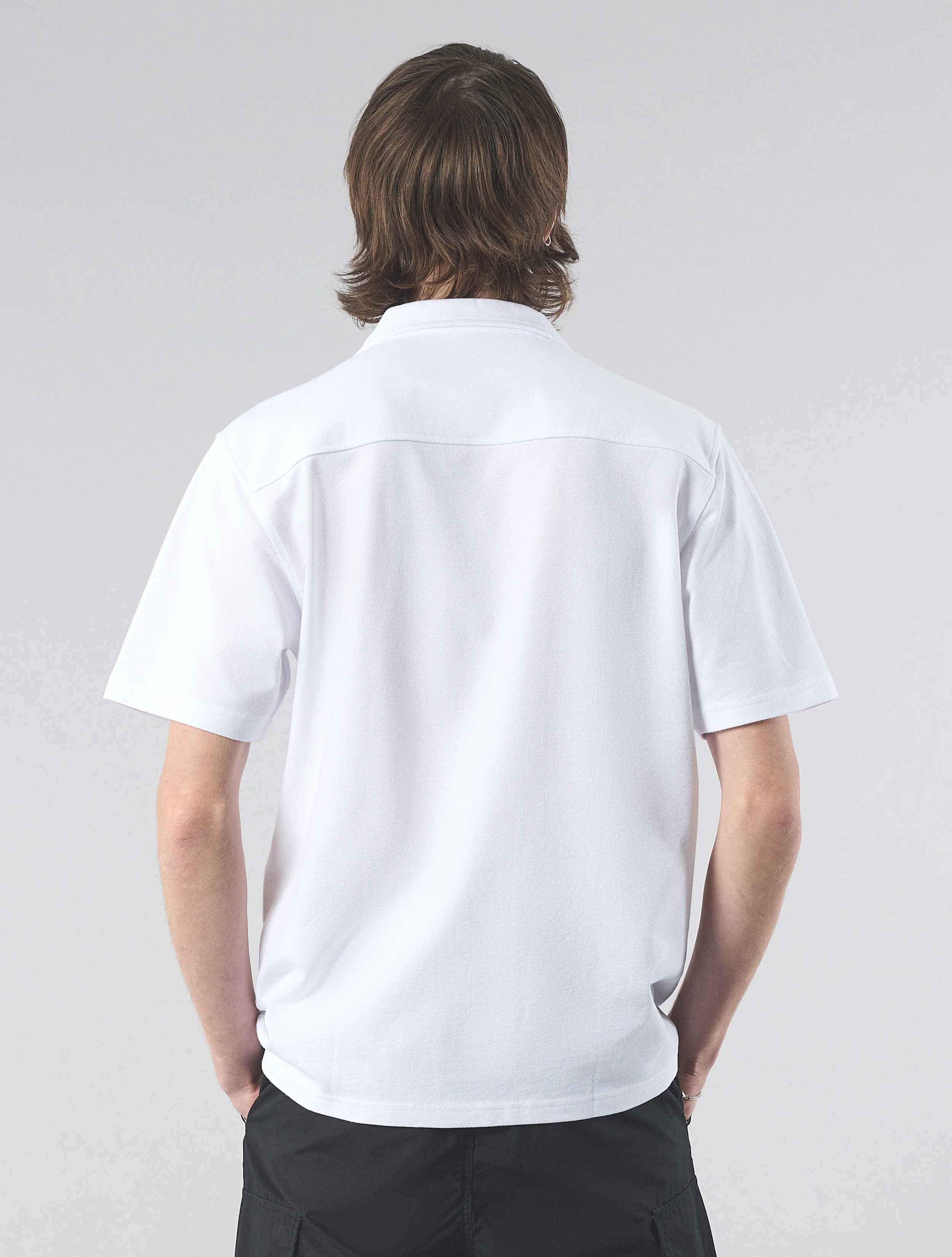 White Pique Short Sleeve Shirt - Image 4